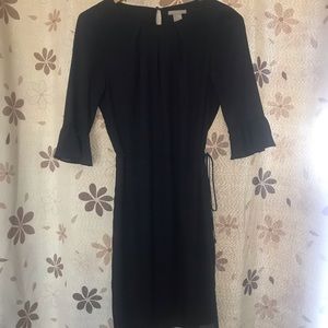 H &M dark blue long sleeve midi dress, size 4 NWOT
